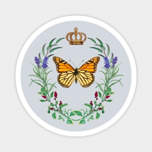 Monarch Butterfly Crown and Wreath French Style Design Magnet